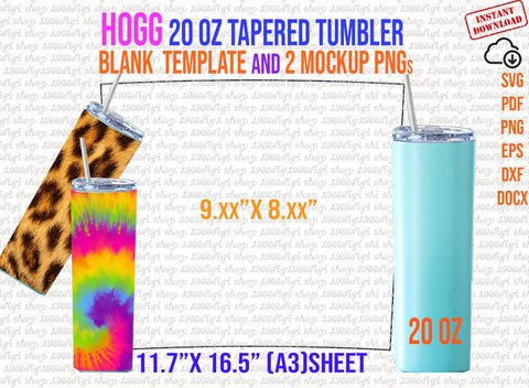 Hogg Template, Hogg Bundle 4 Templates, 20 oz and 30 oz Straight and Tapered, Cricut Silhouette, Svg, Png, Pdf, Dxf, Eps, Docx SVG 1966digi 