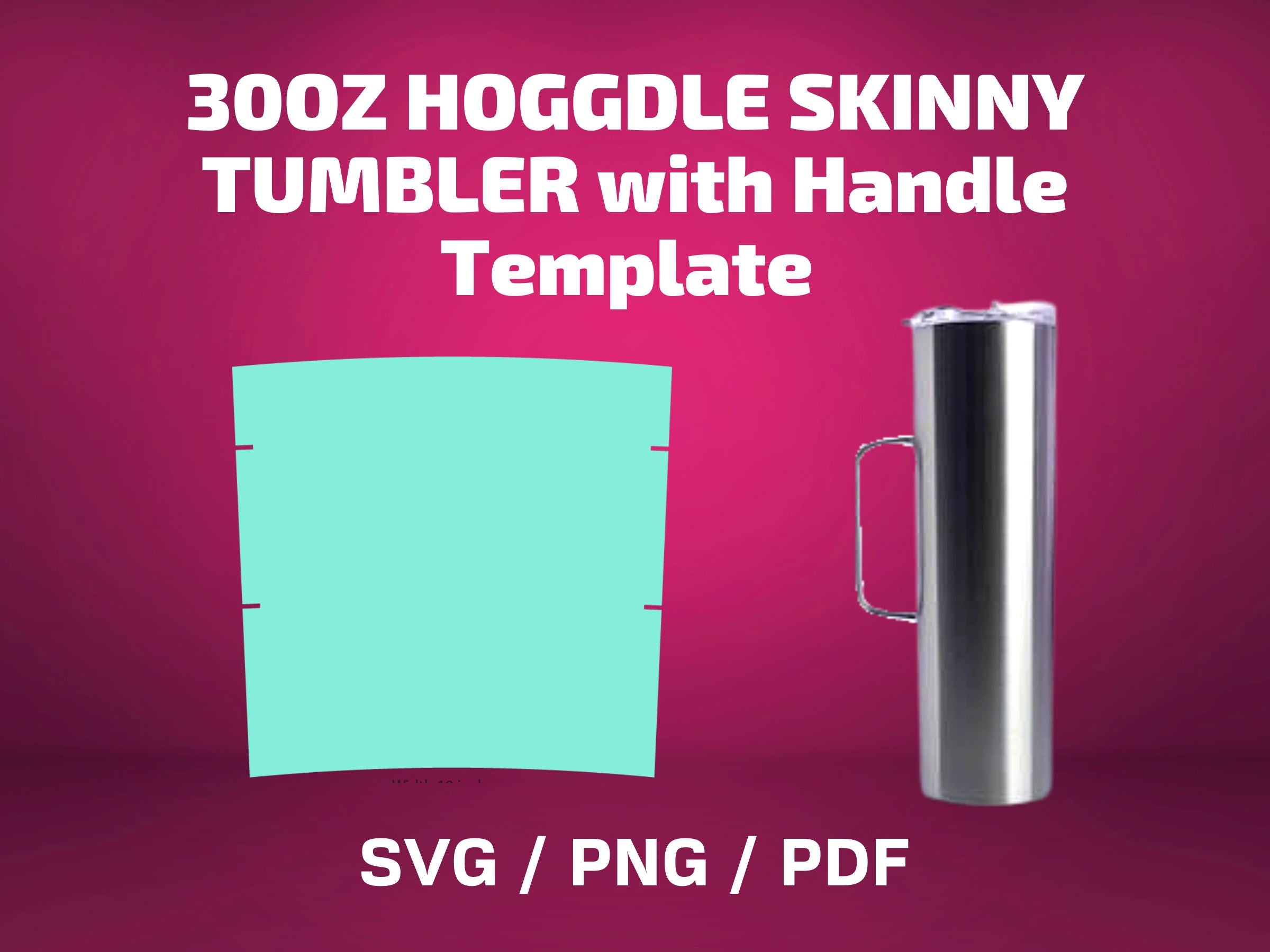 20 oz Hoggdle skinny tumbler template with handle Full wrap