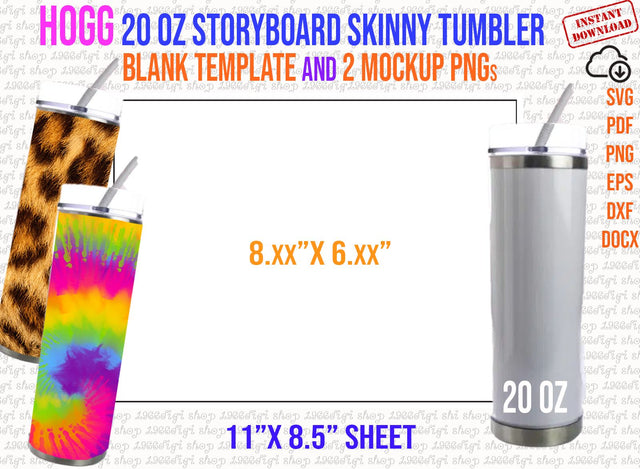 Hoggs Skinny Storyboard 20 oz Tumbler Template, Hogg 20 oz Skinny Storyboard Template, Hogg 20oz Storyboard Svg, Docx, Dxf, Eps, Pdf, Png SVG 1966digi 