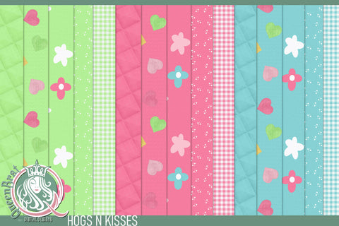 Hogs N Kisses Papers Digital Pattern QueenBrat Digital Designs 