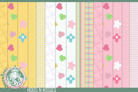 Hogs N Kisses Papers Digital Pattern QueenBrat Digital Designs 