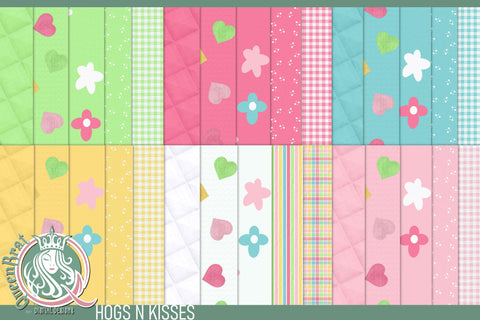 Hogs N Kisses Papers Digital Pattern QueenBrat Digital Designs 