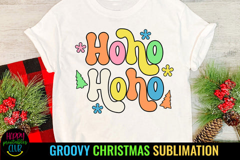 HoHoHo Groovy Christmas Sublimation I Retro Christmas PNG Sublimation Happy Printables Club 