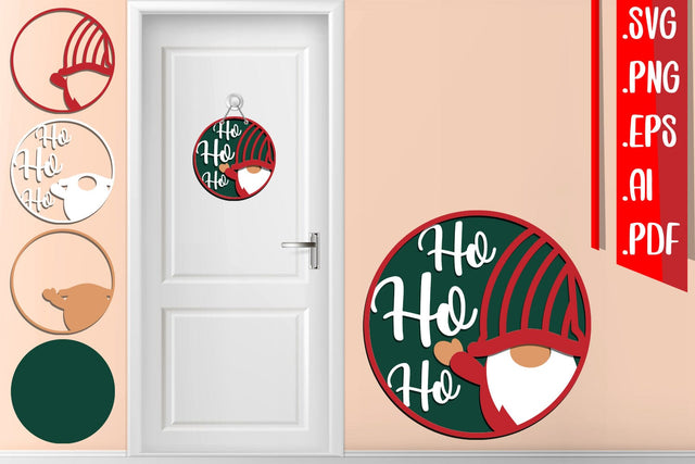 Hohoho Layered Door Sign Svg Cut Files SVG zafrans studio 