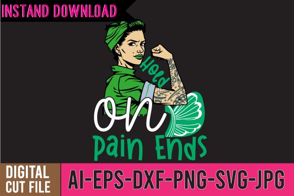 Hold On Pain Ends SVG Cut File SVG BlackCatsMedia 