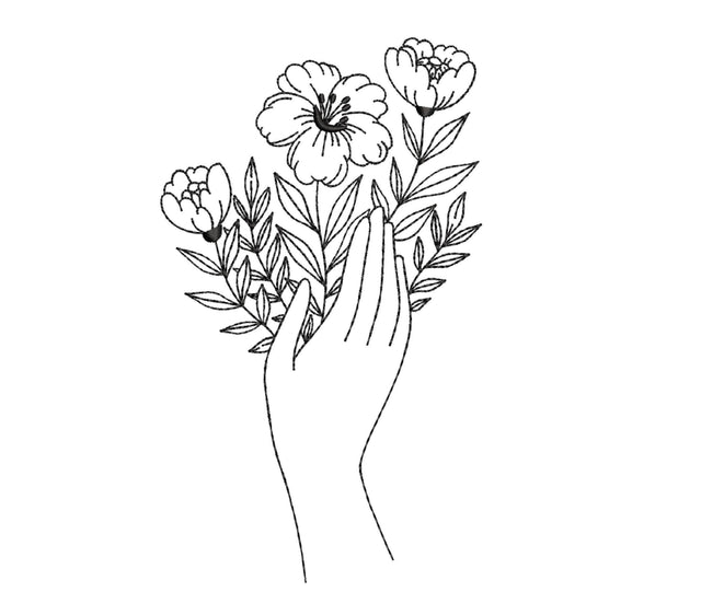 Holding Flowers Embroidery Design, Hand Embroidery Design, Flowers Embroidery Design, 5 sizes Embroidery/Applique DESIGNS Nino Nadaraia 