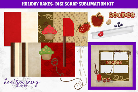 Holiday Bakes Digital Scrapbook Sublimation Kit Sublimation Heather Terry Design Co. 
