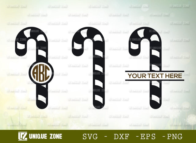 Holiday Candy Monogram SVG Cut File, Peppermint Candy Cane Svg, Candy Cane Svg, Christmas Candy Svg, Lollipop Svg, Sweets Candy Svg, Candy Cane Monogram SVG Unique Zone 