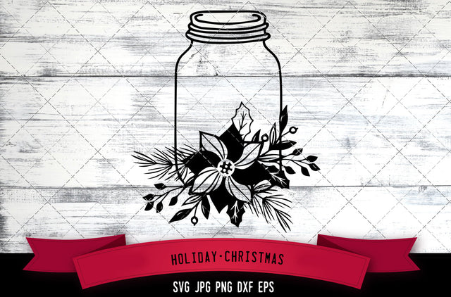 Holiday Christmas, mason jar svg, wedding svg, santa silhouette svg, farmhouse svg, cut files for Cricut, Silhouette Design, Svg, PNG, Dxf SVG Loveleen Kaur 