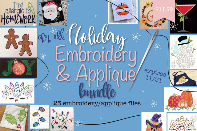 Holiday Embroidery & Applique Bundle Bundle So Fontsy Design Shop 