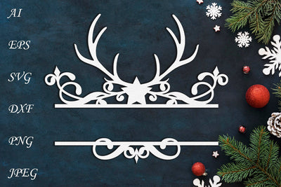 Winter Split Monogram Holiday frame monogram, Christmas split svg, Winter border - So Fontsy