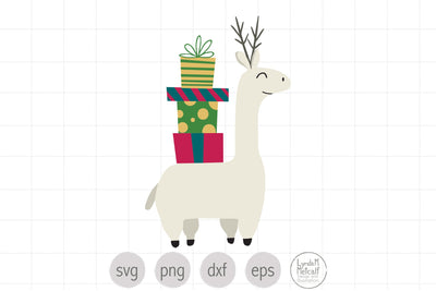 Holiday Llama with Presents SVG for Christmas SVG Lynda M Metcalf 