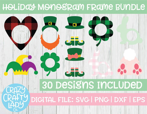 Holiday Monogram Frame SVG Cut File Bundle SVG Crazy Crafty Lady Co. 