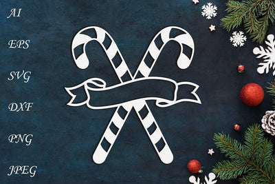 Holiday monogram svg, Christmas frame svg, Winter border with candy cane SVG AnastasiyaArtDesign 