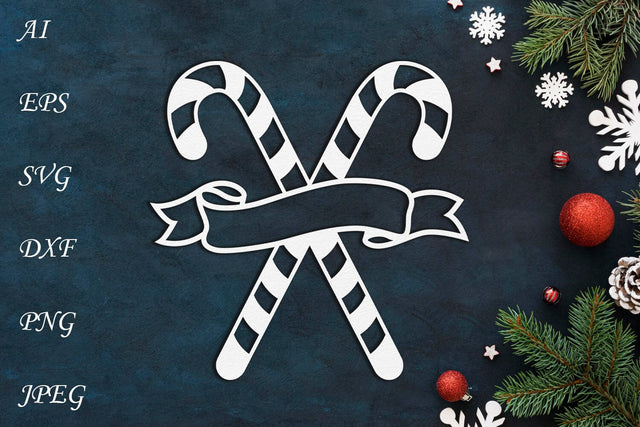 Holiday monogram svg, Christmas frame svg, Winter border with candy cane SVG AnastasiyaArtDesign 