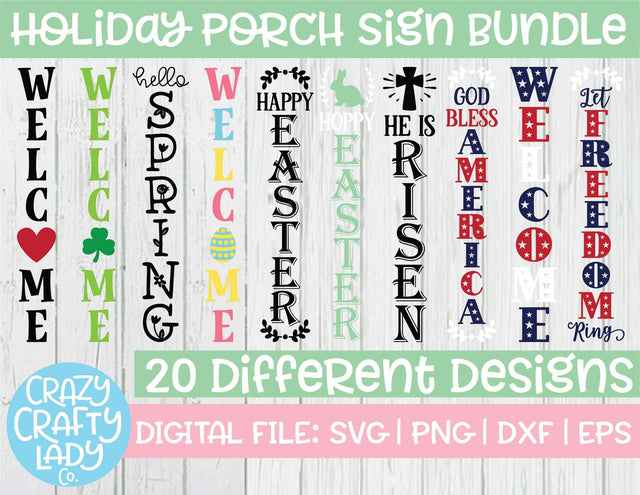 Holiday Porch Sign | SVG Cut File Bundle SVG Crazy Crafty Lady Co. 