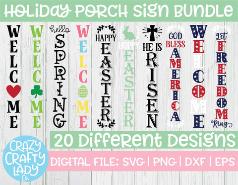Holiday Porch Sign | SVG Cut File Bundle SVG Crazy Crafty Lady Co. 