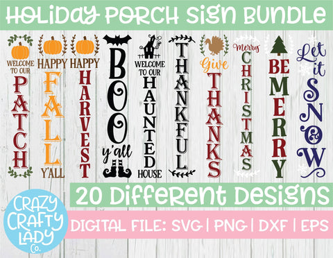 Holiday Porch Sign | SVG Cut File Bundle SVG Crazy Crafty Lady Co. 
