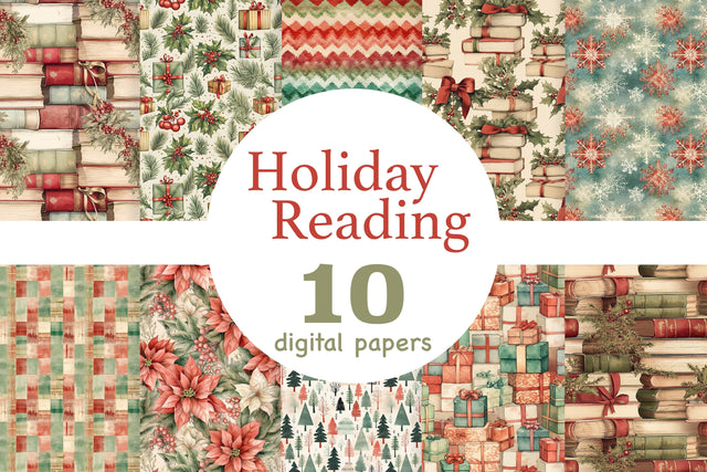 Holiday Reading Paper | Christmas Digital Paper Pack Digital Pattern GlamArtZhanna 