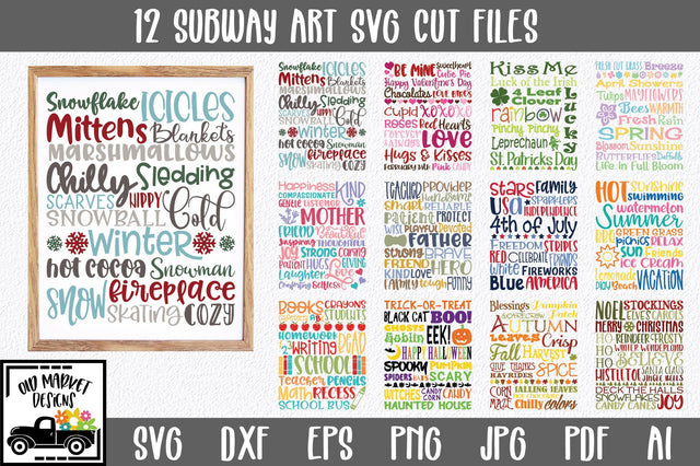 Holiday Subway Art SVG Cut File Bundle SVG Old Market