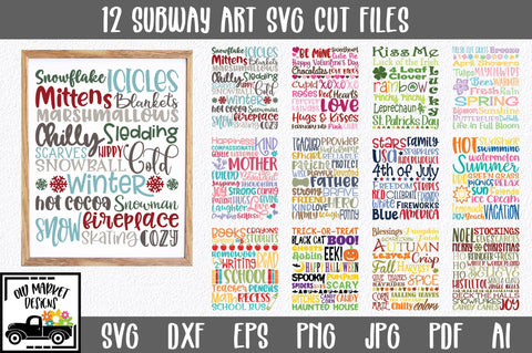 Holiday Subway Art SVG Cut File Bundle SVG Old Market 