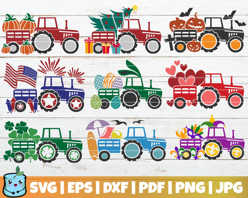 Holiday Tractors SVG Bundle SVG MintyMarshmallows 