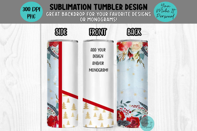 Holiday Trees and Florals Design for Sublimation Tumblers Sublimation You Make It Personal 