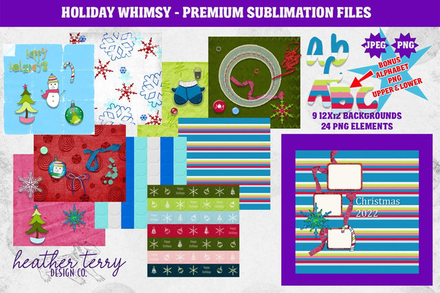 Holiday Whimsy Digital Scrapbook Sublimation Kit Sublimation Heather Terry Design Co. 