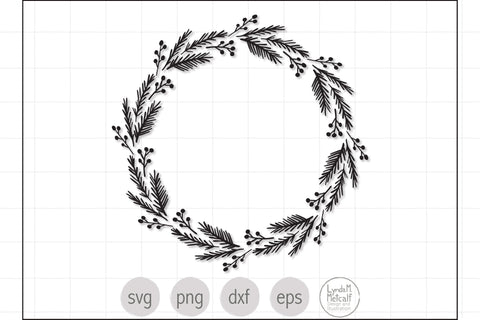 Holiday Wreath SVG, Line Art Wreath SVG SVG Lynda M Metcalf 