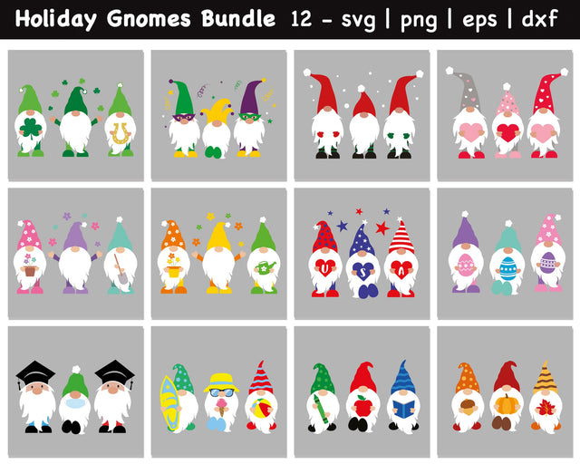 Holidays Gnomes Bundle Vol 1, Ultimate Gnomes Bundle Svg, Holidays Gnomes SVG SvgMonkeys 