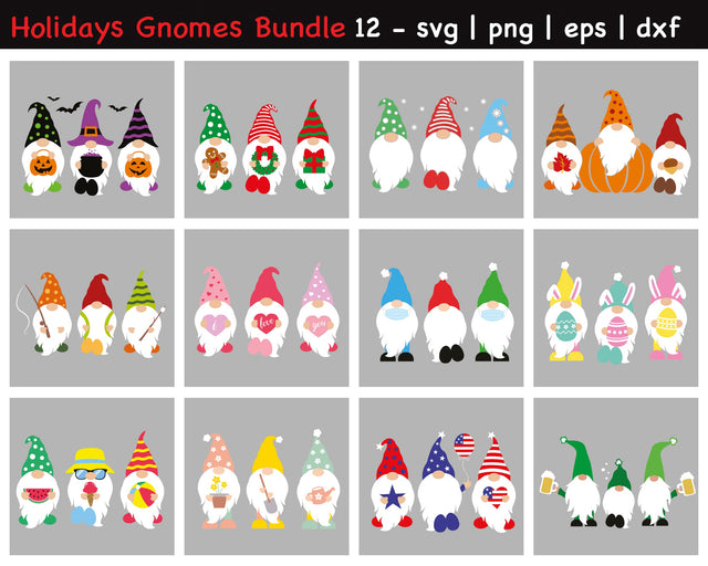 Holidays Gnomes Bundle Vol 2, Ultimate Gnomes Bundle Svg, Holidays Gnomes SVG SvgMonkeys 