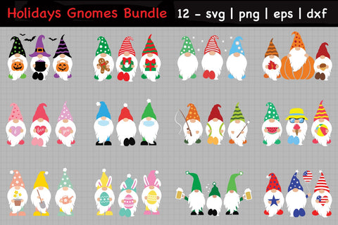 Holidays Gnomes Bundle Vol 2, Ultimate Gnomes Bundle Svg, Holidays Gnomes SVG SvgMonkeys 