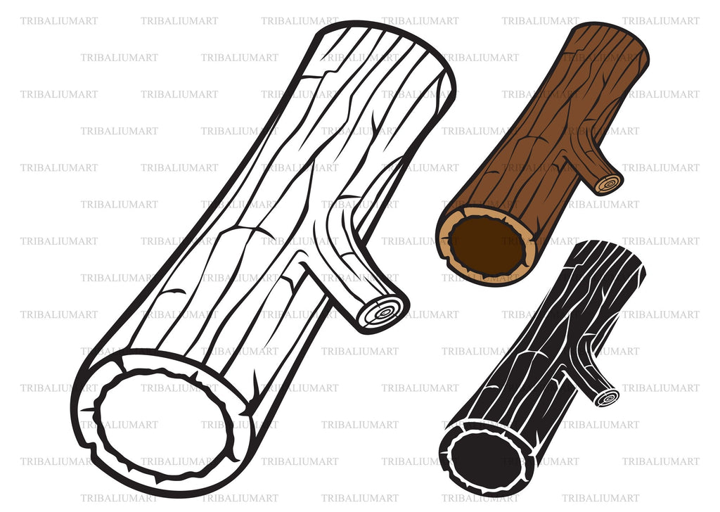Hollow log. Cut files for Cricut. Clip Art (eps, svg, pdf, png, dxf ...