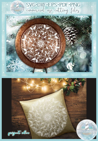 Holly and Swirls Christmas Holiday Mandala Zentangle SVG SVG Harbor Grace Designs 