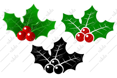 Holly Berry Leaf Bush Cut File Clipart PNG SVG EPS DXF PDF SVG nikola 