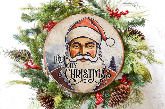 Holly Jolly Christmas Santa Round Sublimation Sublimation Jagonath Roy 