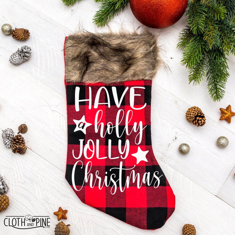 Holly Jolly Christmas SVG Cloth and Pine Designs 