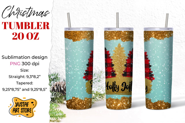 Holly Jolly Christmas tumbler sublimation wrap shine glitter Sublimation Yustaf Art Store 