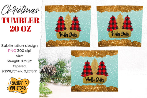 Holly Jolly Christmas tumbler sublimation wrap shine glitter Sublimation Yustaf Art Store 