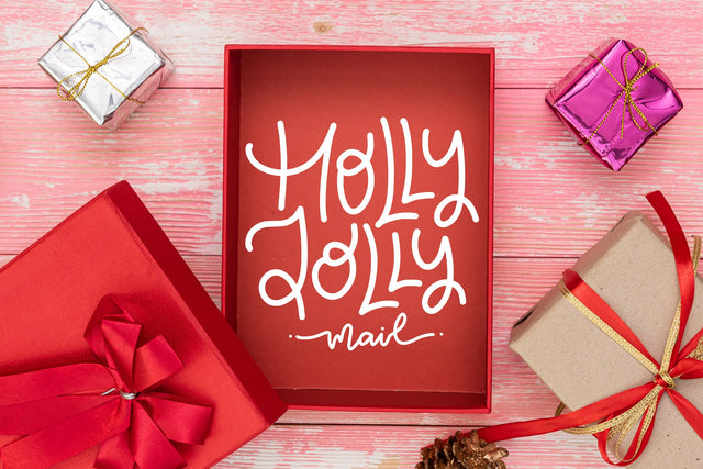 Holly Jolly Mail SVG Christmas Packaging Quotes For Sticker, Planer SVG dapiyupi store 
