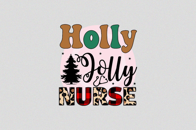 Holly Jolly Nurse Sublimation SVGArt 