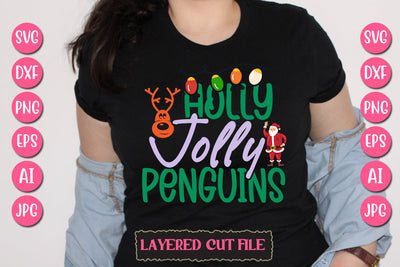 Holly Jolly Penguins SVG Cut File SVG Newmockups 
