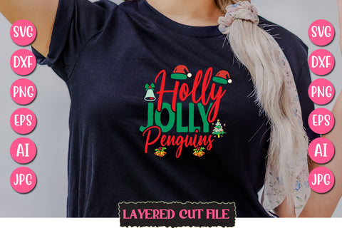 Holly Jolly Penguins SVG Cut File SVG Newmockups 