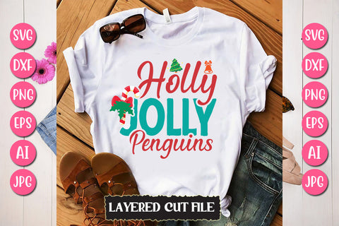 Holly Jolly Penguins SVG Cut File SVG Newmockups 