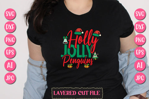 Holly Jolly Penguins SVG Cut File SVG Newmockups 