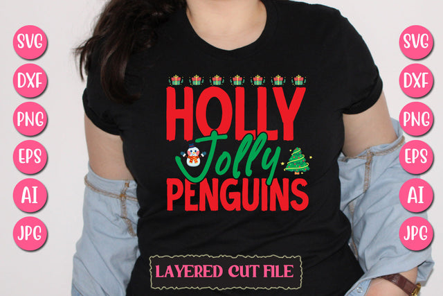 Holly Jolly Penguins SVG Cut File SVG Newmockups 