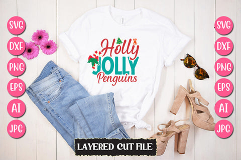 Holly Jolly Penguins SVG Cut File SVG Newmockups 