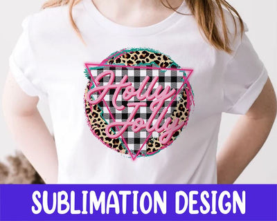 Holly Jolly PNG, Retro Christmas PNG, Christmas Sublimation Design, Xmas PNG Design Leopard Buffalo Plaid Sublimation iStyleDesign 