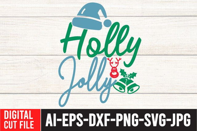 Holly Jolly SVG Cut File SVG BlackCatsMedia 