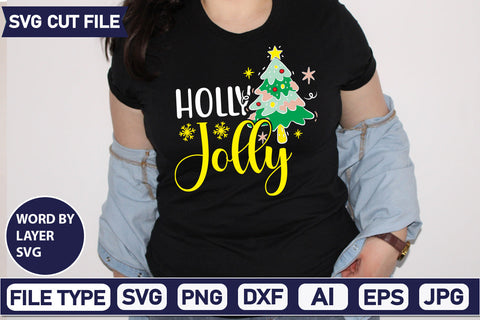 Holly Jolly Svg cUT file,SVGs,quotes-and-sayings,food-drink,mini-bundles,print-cut,on-sale, SVG DesignPlante 503 